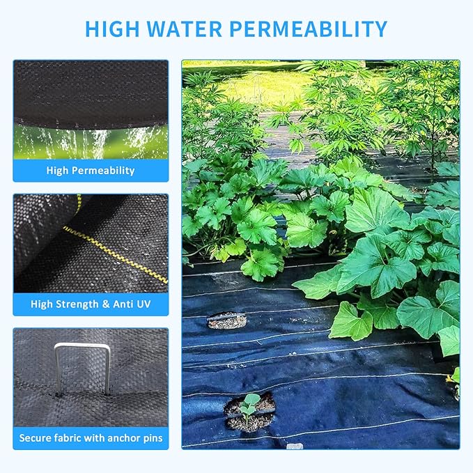 6ft x300ft Black Weed Barrier Landscape Premium Fabric-Heavy Duty Woven Ground Cloth with Superior Permeability Weed Control Convenient Design