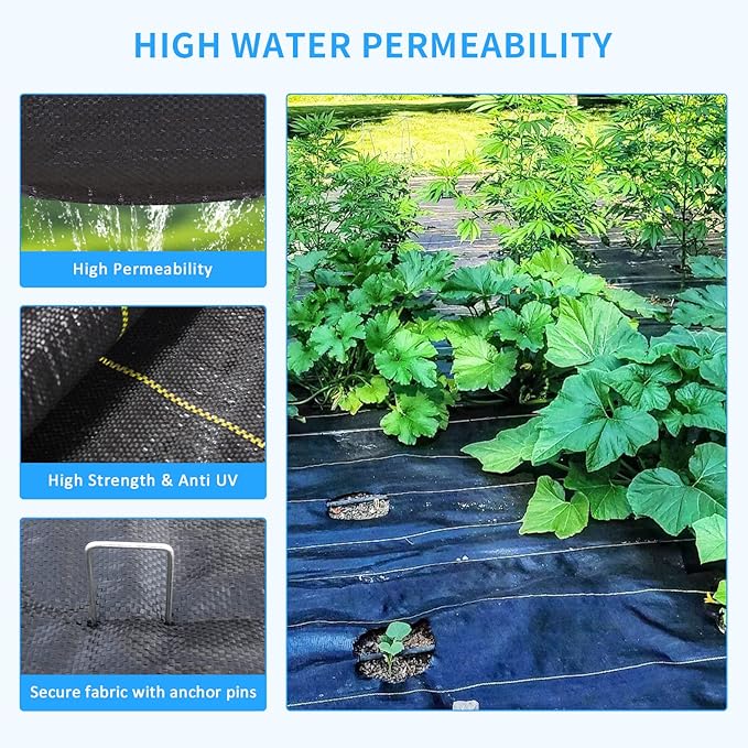 3ft x50ft Black Weed Barrier Landscape Premium Fabric-Heavy Duty Woven Ground Cloth with Superior Permeability Weed Control Convenient Design