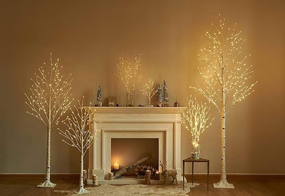 Hairui Lighted Birch Branches Plug in with Timer 30IN 150 LED Fairy Lights, White Willow Branch Lights for Christmas Fireplace Room Vase Decoration Indoor Outdoor Use (Vase Excluded)