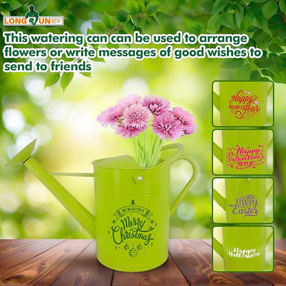 Galvanized Iron Watering Can for Indoor Plants, DIY Watering Cans for House Plant Garden Flower, Long Spout Water Can for Outdoor Watering Plants 6.44L 1.7Gallon (Green)