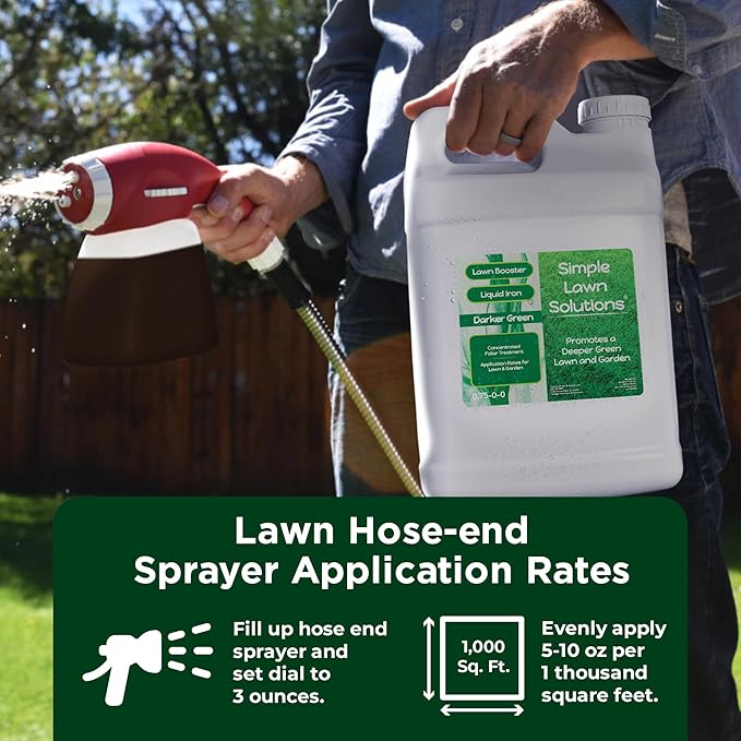 Simple Lawn Solutions - Liquid Iron Darker Green - Chelated Micronutrients - Concentrated Booster for Lawn, Indoor Plants and Outdoor Garden (2.5 Gallon)