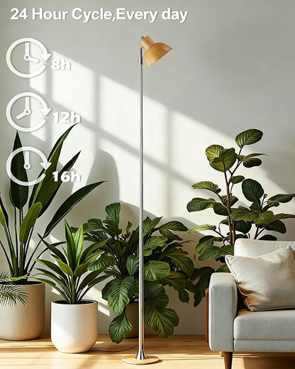 yadoker Plant Grow Light for Indoor Plant, Aluminum Wood Grain LED Grow Light,Elevating Plant Lamp,Height Adjustable,Automatic Timer with 8/12/16Hours,10-Level Brightness,Ideal for Large Plant Grow