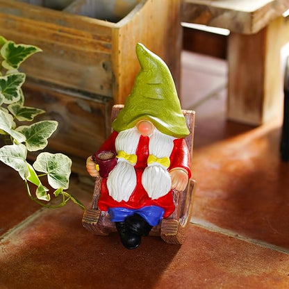 Drinking Coffee Faceless Garden Female Gnome Statue Decoration 6.5" Figurine Ornament for Indoor Outdoor Home Patio Yard Lawn