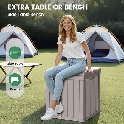 50 Gallon Storage Box, Waterproof Deck Box for Indoor & Outdoor Use, Lockable Pool Storage Bin for Package Delivery, Outdoor Bench for Patio Cushions, Garden Tools, Backyard, Grey