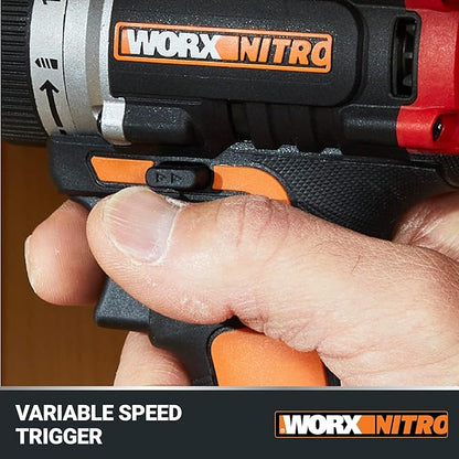 Worx Nitro 20V Cordless 1/2" Drill Driver With Brushless Motor, Compact & Lightweight Set Only 6" and 3 lbs., Power Share Compatible WX130L.9 Tool Only