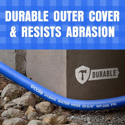 Heavy Duty Garden Hose 100 ft, Non-Expanding Flexible Water Hose, Kink Resistant Lightweight Hybrid Hose, Leakproof Hose Male to Female Fittings