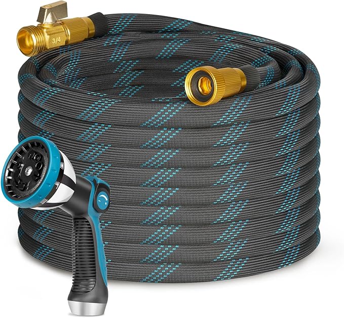 Garden Hose Flexible Water Hose with 10 Function Sprayer Leak-proof Lightweight Non-Expanding Water Pipe with Solid Fittings for Yard，RV (50FT)