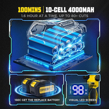 Brushless 2-IN-1 Cordless Pole Saw & Mini Chainsaw, 2× 21V 4.0Ah Battery Powered 8 Inch Chain,Max 16 Ft & Multi-Angle Electric Pole Saw for Tree Trimming, Christmas Gifts For Father,Husband,Men