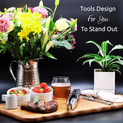 Grill Set – Grill Tools, BBQ Tools, Grilling Set, Grilling Utensils – Premium Stainless Steel, Heavy Duty & Rust-Resistant, Extra Long Handles, Comfortable Grip for Easy Outdoor BBQ Cooking