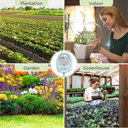 4-in-1 Soil Moisture Meter, Moisture Meter for Plants, Soil Ph Meter, Tester for Moist, Light, Nutrients, pH, Great for Garden, Lawn, Farm, Indoor & Outdoor Use，No Battery Required, Blue