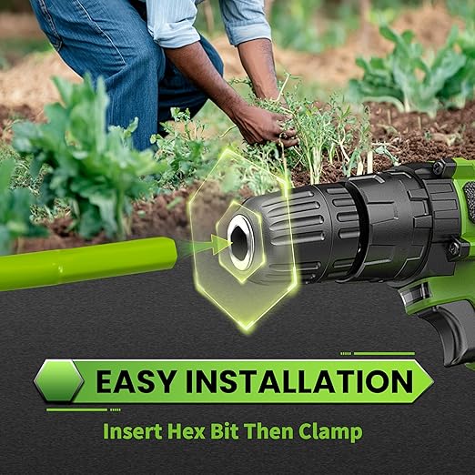 SYITCUN Auger Drill Bit for Planting - 2" X 32" Heavy-Duty Garden Auger Spiral Drill Bit - Bulb Planter Tool - 3/8" Hex Drive Drill