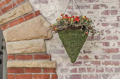 SuperMoss (29282) Mossweave Hanging Basket - Cone, Fresh Green with Wicker Rim, Large (12.5)"