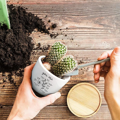 Christian Religious Gifts for Women, Succulent Plant Pot, Cactus Flower Planter Gifts, Inspirational Motivational Gifts for Women Friend, Plant Pots for Office Desk Table Shelf (No Plants)