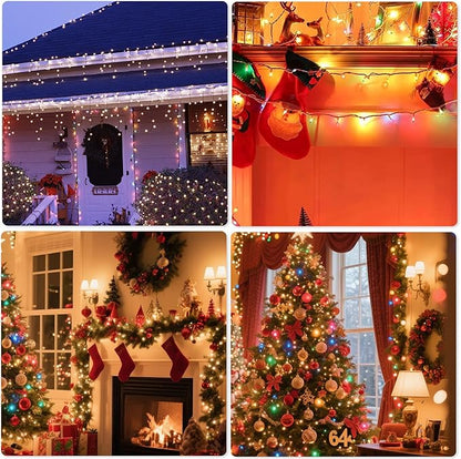 Vigdur 2 Packs 13ft 50 Multi-Color Christmas Lights on White Wire Cord, UL Approved Connectable Outdoor String Lights for Xmas Patio Home Party Garden Decor(Multicolor)