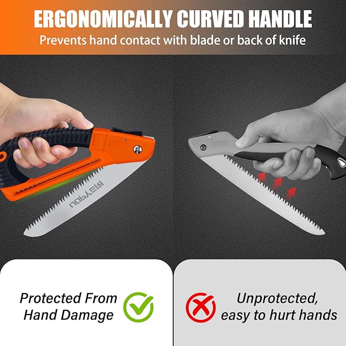 Folding Hand Saw, 8 Inch Heavy Duty High Carbon Steel Blade for Smooth Cutting, Camping, Gardening, Tree Pruning, Wood Cutting, Compact Design with Non-Slip Ergonomic Handle for Outdoor Use