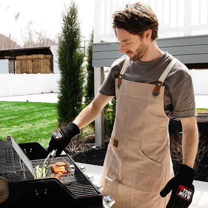 BLAZIN' GRILL Baskets for Outdoor Grill | 2 Grilling Baskets with Detachable Handle | Barbecue Grill Set with BBQ Gloves | Portable Camping Net Rack Perfect for Vegetables, Seafood & Meat