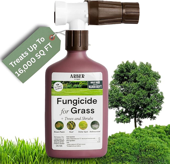 Organic Lawn Fungicide – 16oz Ready-to-Spray Hose-End; Lawns, Trees & Shrubs – Targets Brown Patch, Dollar Spot, Rust, Powdery Mildew & Root Rot – Kid- & Pet-Safe; Coverage up to 16,000 sq ft