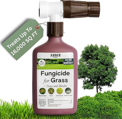 Organic Lawn Fungicide – 16oz Ready-to-Spray Hose-End; Lawns, Trees & Shrubs – Targets Brown Patch, Dollar Spot, Rust, Powdery Mildew & Root Rot – Kid- & Pet-Safe; Coverage up to 16,000 sq ft