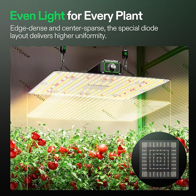 VIVOSUN VS1500 LED Grow Light with Full Spectrum Diodes & Daisy Chain Driver Dimmable Lights Sunlike for Indoor Plants Seedling Veg and Bloom Plant Grow Lamps for 3x3 Grow Tent