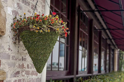 SuperMoss (29282) Mossweave Hanging Basket - Cone, Fresh Green with Wicker Rim, Large (12.5)"