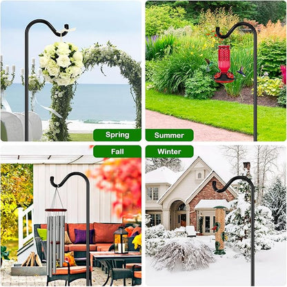FEED GARDEN 76'' Bird Feeder Pole, Heavy Duty Shepherds Hooks for Outdoor with 7-Prong Base, Adjustable Shepherds Hook for Hummingbird Feeder, Lanterns, Plants, Wedding Decor (1 Pack)