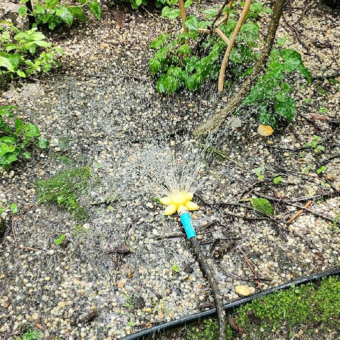 Lawn Sprinkler, 4.3 inch Yellow Flower Design, 2-Pack, Metal Spot Sprinklers for Small Lawn Areas, Kids Play