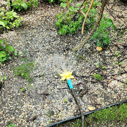 Lawn Sprinkler, 4.3 inch Yellow Flower Design, 2-Pack, Metal Spot Sprinklers for Small Lawn Areas, Kids Play