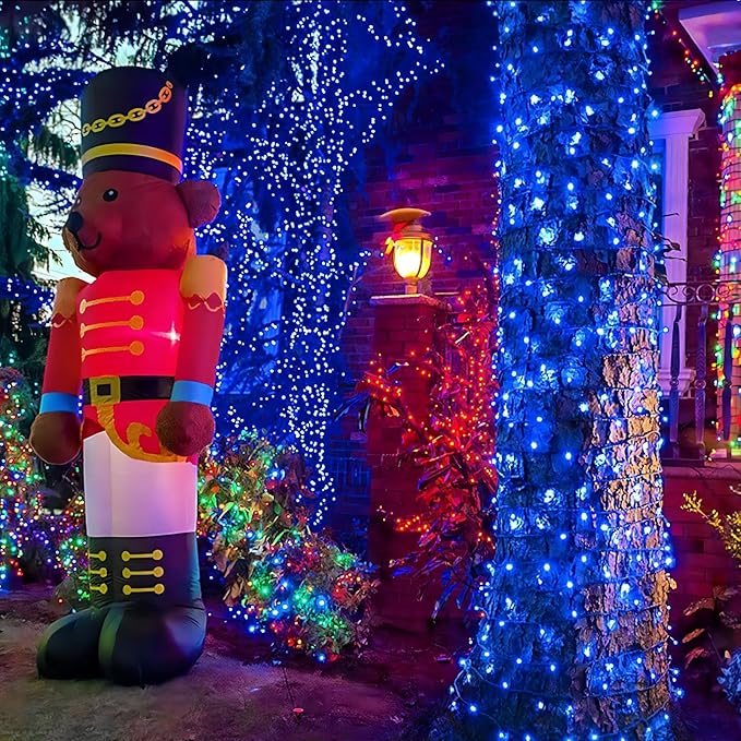 YEGUO 165ft 500 LED Blue Christmas Lights Outdoor Waterproof, Green Wire String Lights Indoor, 8 Modes Twinkle Tree Lights Plug in with Memory Timer for Holiday Festival Xmas