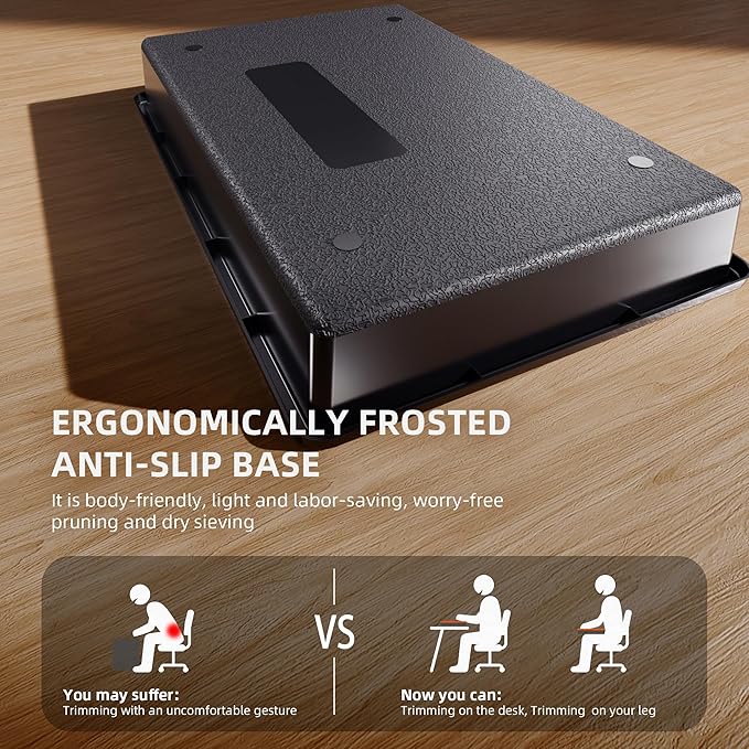 Spider Farmer Trim Tray Kit with Trimming Tray, 150 Micron Precision Screen, Bottom Harvest Bin, Scissors, Brush & Magnifying Card – Collect Pollen and Fine Plant Material