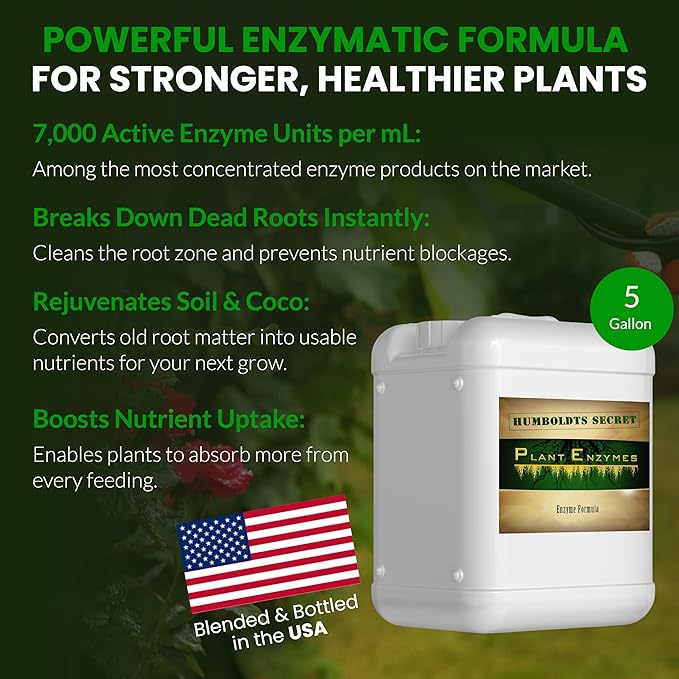 Humboldts Secret Plant Enzymes | 7,000 Active Units per mL | Root & Soil Enzyme Additive for Hydroponic and Aeroponic Systems | Boosts Growth and Root Strength for Maximum Nutrient Uptake | 5 Gallon
