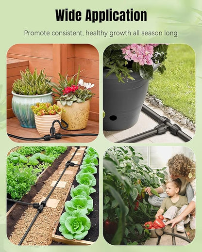 Pawfly 15 Pcs Drip Irrigation Fittings for 1/2 Inch Irrigation Tubing (1/2" ID x 0.64" OD), 1/2" Drip Line T Connectors with Anti-Drop Lock Nuts, Barbed Tees for Garden Irrigation System