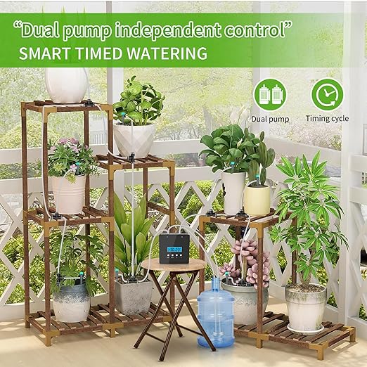 Automatic Watering System for Potted Plants | Indoor Plant Waterer with 30-Day Timer, Dual Self-Priming Pumps, Drip Irrigation Kit for 20 Plants
