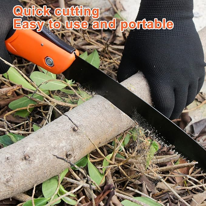 10 Inch Heavy Duty Folding Pruning Saw, SK5 Curved Blade with Triple-Cut Razor Teeth, Hand Saw for Tree Cutting, Camping, Gardening, Hiking, Landscaping & Branch Trimming
