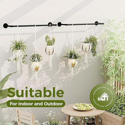 Bamworld 36.2" Hanging Planters 2PCS for Indoor Plants Hanging Plant Holder Plant Hanger Indoor Ceiling Window Plant Shelves Wall Mount Black Metal Rod(Pot&Plant Not Included)