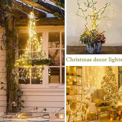 Solar Waterfall Fairy Bunch Lights Outdoor Waterproof 200LEDs 8 Modes Watering Can Light (NO CAN), Solar Powered String Lights Firefly Vine Christmas Tree Garden Decorations Gardening Gifts for Mom