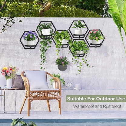 3 Packs Wall Planters for Indoor Plants, 7.9inch Metal Wall Plant Holder Hanger Wall Decor, Wall-Mounted Hanging Planters Window Plant Shelves Outdoor(Black)
