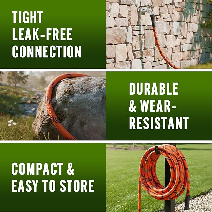 Garden Hose 50 ft, Water Hose Heavy Duty, Flexible Lightweight Non-Expanding Hose with 10 Function Sprayer, Leak-Proof, Burst-Resistant, High-Pressure, Anti-Kink, Garden Gifts for Men Women