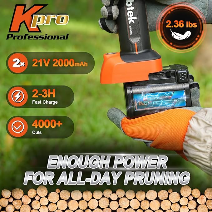 Kebtek Battery Powered Pruning Shears 1.4 Inch(35mm) Electric Pruners Cordless with Battery 4000mAh 21V Compatible with Extension Pole Professional Lightweight For Gardening Tree Trimming KT 9035