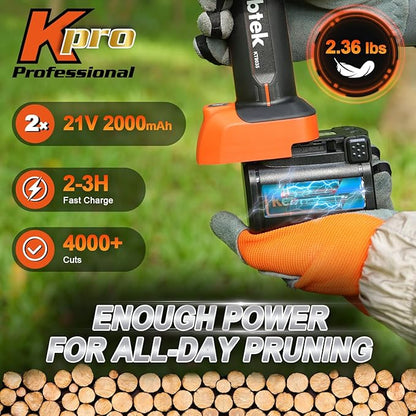 Kebtek Battery Powered Pruning Shears 1.4 Inch(35mm) Electric Pruners Cordless with Battery 4000mAh 21V Compatible with Extension Pole Professional Lightweight For Gardening Tree Trimming KT 9035
