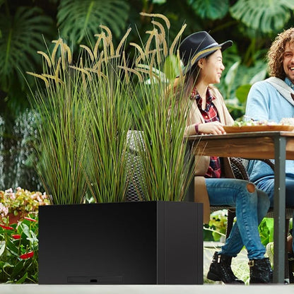 KOL Artificial 5ft Horsetail Reed Grass – 59in Tall Faux Grass Plant in Pot, Indoor Outdoor Artificial Greenery for Home, Office, Wedding & Party Decor