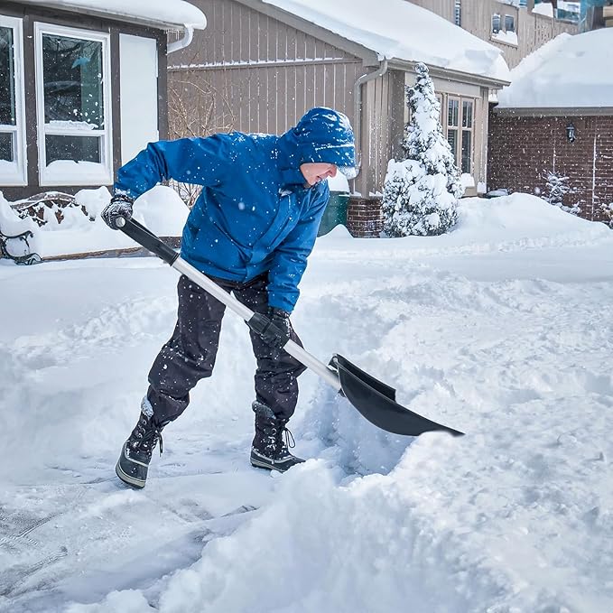 MoNiBloom Extendable Snow Shovel, Light Weight Polypropylene Blade with Aluminum Edge, Multifunctional & Compact Emergency Snow Shovel for Cars, Snowmobiles, Camping and Mud