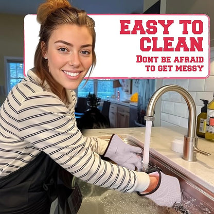 KITCHEN PERFECTION S Silicone Smoker Oven Gloves for Women -Extreme Heat Resistant BBQ Gloves -Handle Hot Food Right on Your Grill Fryer |Waterproof Oven Mitts Cooking Gloves |Superior Set+3 Bonuses