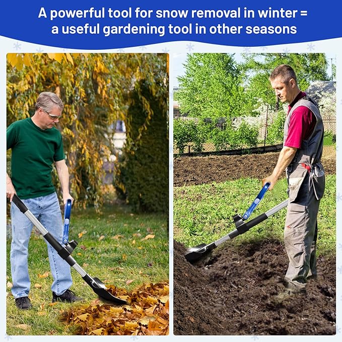 40" Foldable Snow Shovel with Dual D-Handle, No Tools Quick Assembly,Lightweight for Car Emergency, Camping & Easy Storage