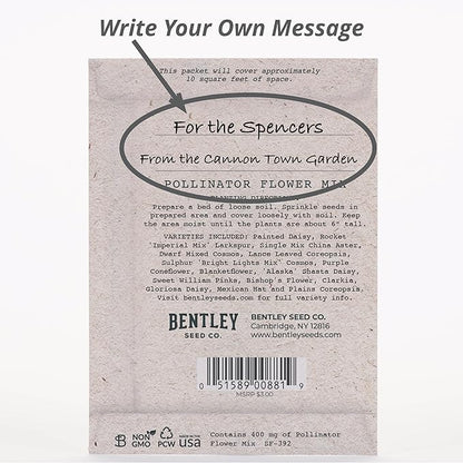 Bentley Seed Co. | Bee Kind Pollinator Flowers | Beautiful Bee Art Kraft Look Seed Packets | Environmental Favors Cards for Guests | Wildflower Mix Seed Packets | Eco-Friendly Hand Out Gift | 25 Pack