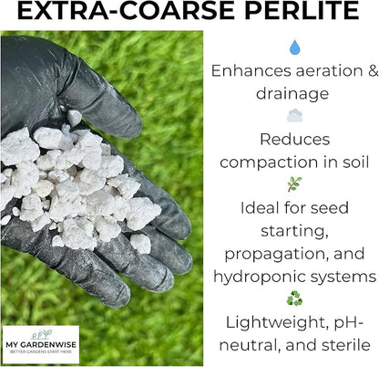 Perlite for Plants, Extra Coarse Grade 4 Horticultural Perlite, Organic Perlite for Gardening Indoor & Outdoor, Made in USA (5 quarts)
