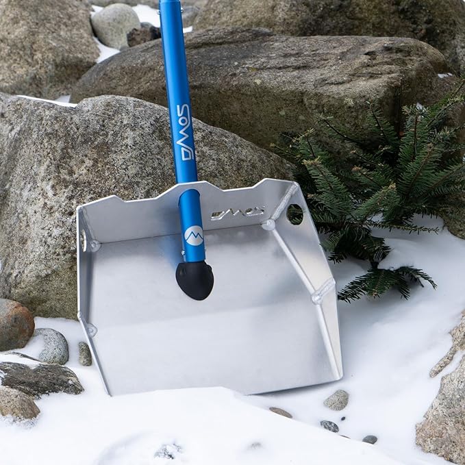 DMOS Alpha Shovel - Lightweight, Heavy-Duty Aluminum Snow Shovel with Extendable & Collapsible Handle for Sidewalks & Driveways - Blue
