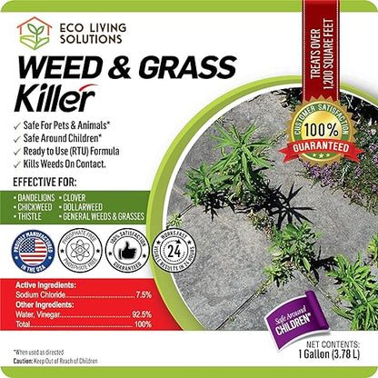 ECO Garden PRO - Organic Vinegar Weed Killer | Kid/Pet Safe | Clover Moss, Green Grass & Poison Ivy Killer for Lawns | Spray Ready Glyphosate Free Herbicide (1 Gallon)