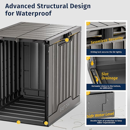 EAST OAK Outdoor Storage Box, 31 Gallon Deck Box Indoor and Outdoor Use, Waterproof Resin Storage Bin with Latch for Patio Cushions, Gardening Tools, UV Resistant, Grey
