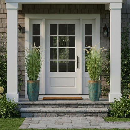 KOL 4ft Artificial Horsetail Grasses (2-Pack) - 47.2in Tall Realistic Faux Plants for Indoor Outdoor, Potted Fake Grass Decor for Home Office Wedding, Low Maintenance Houseplant Gift