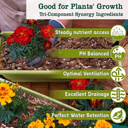 Orchid Potting Mix, 2 Quarts Orchid Bark Potting Mix with Pine Bark, Coco Peat & Perlite, Orchid Bark for Indoor Plants, Orchid Soil with Excellent Water Retention & Ventilation